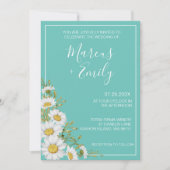 Lichte Blauwgroen en Witte Daisies Weddenschap Kaart (Voorkant)