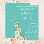 Lichte Blauwgroen en Witte Daisies Weddenschap Kaart