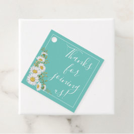 Lichte Blauwgroen en Witte Daisies Wedding Bedankjes Labels