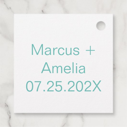 Lichte Blauwgroen en Witte Daisies Wedding Bedankjes Labels (Achterkant)