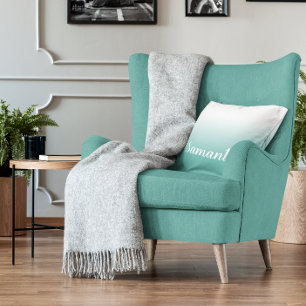 Lichte Blauwgroen en Witte Gradiënt Moderne Callig Kussen