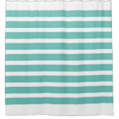 Lichte blauwgroen en witte strepen douchegordijn (Voorkant)