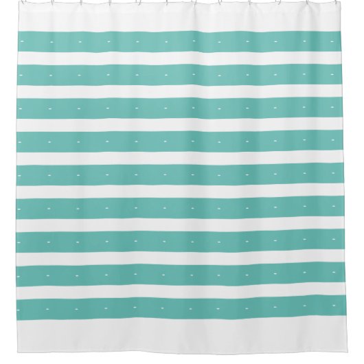 Lichte blauwgroen en witte strepen douchegordijn (Voorkant)