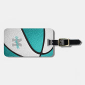 lichte blauwgroen, gepersonaliseerde meid met bask bagagelabel (Voorkant horizontaal)