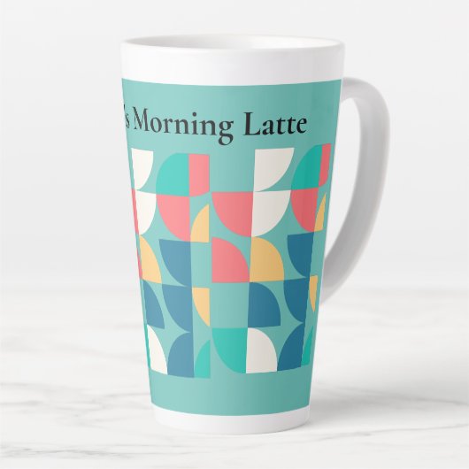 Lichte Blauwgroen Mid-Century Mod Geometric 1960s  Latte Mok (Rechterhoek)