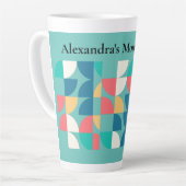 Lichte Blauwgroen Mid-Century Mod Geometric 1960s Latte Mok (Linkerhoek)