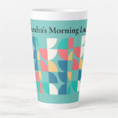 Lichte Blauwgroen Mid-Century Mod Geometric 1960s Latte Mok (Voorkant)