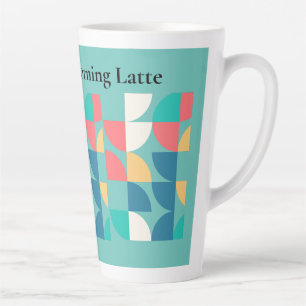 Lichte Blauwgroen Mid-Century Mod Geometric 1960s  Latte Mok