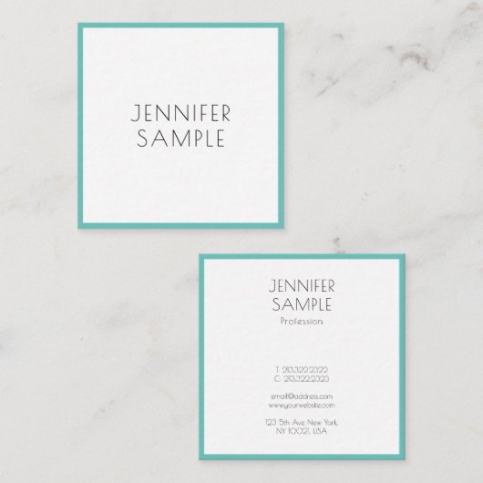 Lichte Blauwgroen, moderne minimale Sjabloon Vierkante Visitekaartje (Voorkant / Achterkant)