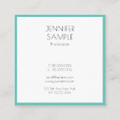 Lichte Blauwgroen, moderne minimale Sjabloon Vierkante Visitekaartje (Achterkant)