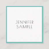 Lichte Blauwgroen, moderne minimale Sjabloon Vierkante Visitekaartje (Voorkant)