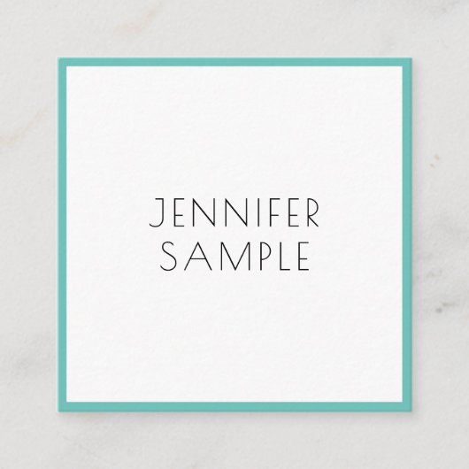 Lichte Blauwgroen, moderne minimale Sjabloon Vierkante Visitekaartje (Voorkant)