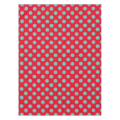 Lichte Blauwgroen poka-punten op helder rood Tafelkleed (Voorkant)