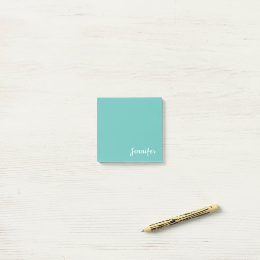 Lichte Blauwgroen Trendy Moderne Minimale Grafisch Post-it® Notes (Op bureau)
