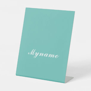 Lichte Blauwgroen Trendy Moderne Minimale Grafisch Reclamebord Met Voetstuk
