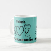 Lichte Blauwgroen Vredesliefde Verpleegkundigheid  Koffiemok (Voorkant links)