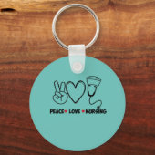 Lichte Blauwgroen Vredesliefde Verpleegkundigheid  Sleutelhanger (Voorkant)
