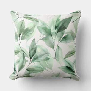 Lichte Bleekgroene Aquarel Bladeren Groene Kleur Kussen