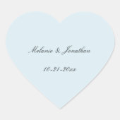 Lichte Bleke Blauwe bruiloft Hart Sticker (Voorkant)