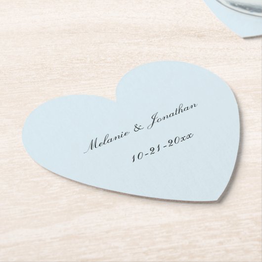 Lichte Bleke Blauwe bruiloft Kartonnen Onderzetters (Gekanteld)