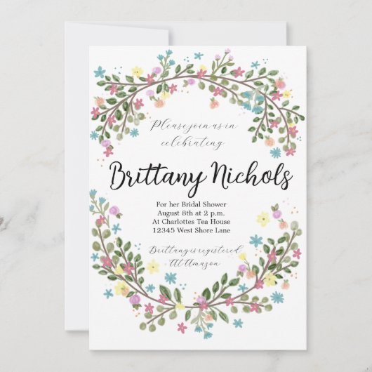 Lichte Bloemen Bruids Douche Uitnodiging (Voorkant)