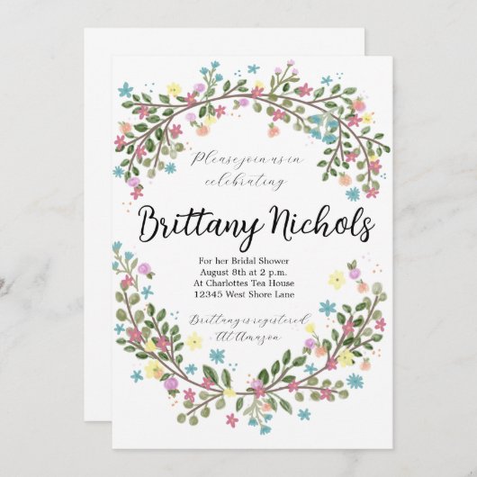 Lichte Bloemen Bruids Douche Uitnodiging (Voorkant / Achterkant)