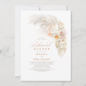 Lichte bloemen en Pampas Grass Rehearsal Dinner Kaart (Voorkant)