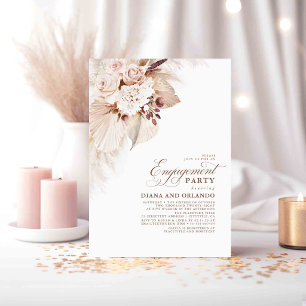 Lichte bloemen Pampas Grass Boho Engagement Party Kaart