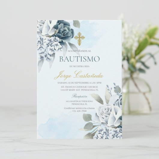 Lichte bloemendoop kaart (Staand voorkant)