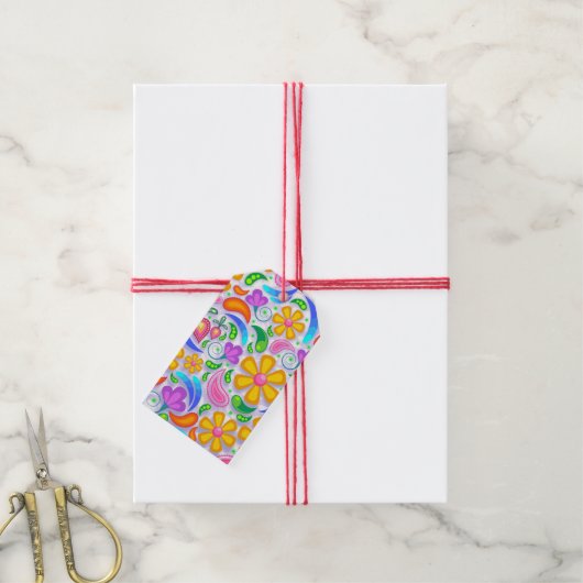 lichte bloemige cadeautags cadeaulabel (Met Touw)