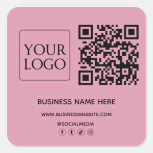Lichte Blush QR Code Zakelijke Logo Website Vierkante Sticker