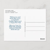 Lichte Blush Roze Bloemige Bladeren Op Donkerblauw Briefkaart (Achterkant)