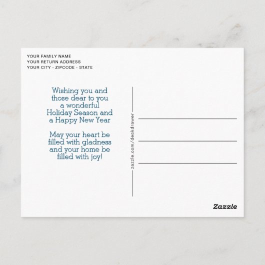 Lichte Blush Roze Bloemige Bladeren Op Donkerblauw Briefkaart (Achterkant)