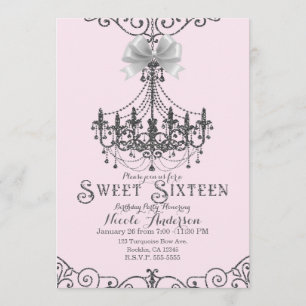 Lichte Blush Roze Zilver Witte Boog Sweet 16 Zesti Kaart
