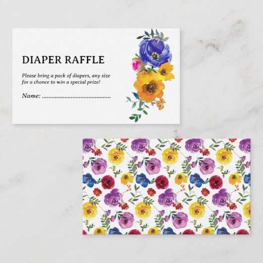 Lichte & Bold Bloemen Luier Raffle Informatiekaartje (Voorkant / Achterkant)