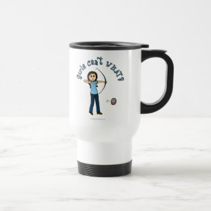 Lichte boogschieten in blauw reisbeker