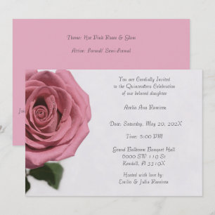 Lichte Bord Roze Rose Quinceañera Kaart