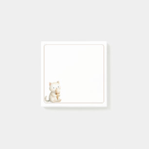 Lichte Border Beige Schattigee Kat met Ice Cream C Post-it® Notes
