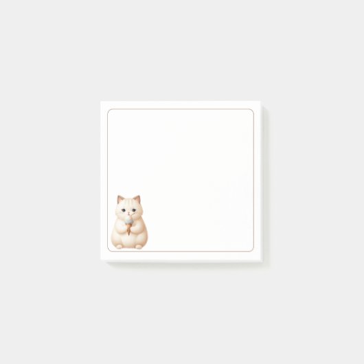 Lichte Border Tan Beige Schattigee Cat Ice Cream C Post-it® Notes (Voorkant)