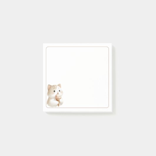 Lichte Border Tan Witte Schattigee Cat Ice Cream C Post-it® Notes (Voorkant)