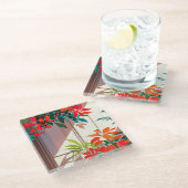 Lichte botanische tuin voor de deur glazen onderzetter (Schuin)