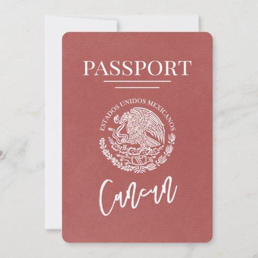Lichte Bourgogne Cancun Passport bruiloft Kaart (Achterkant)