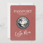 Lichte Bourgogne Costa Rica Passport bruiloft Kaart (Achterkant)