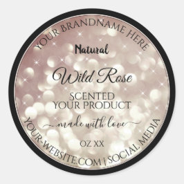 Lichte Bourgogne glitter Sparkle Stars Productlabe Ronde Sticker