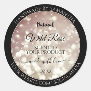 Lichte Bourgogne glitter Sparkle Stars Productlabe Ronde Sticker