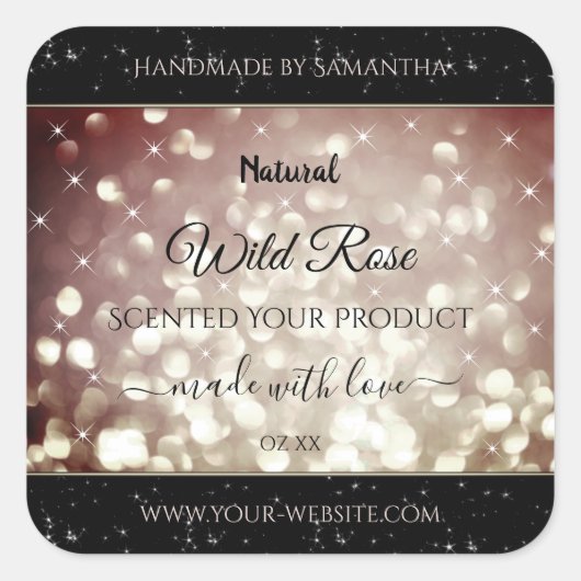 Lichte Bourgogne glitter Sparkle Stars Productlabe Vierkante Sticker (Voorkant)