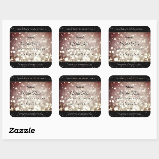 Lichte Bourgogne glitter Sparkle Stars Productlabe Vierkante Sticker (Vel)