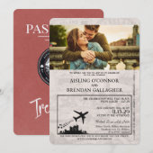 Lichte Bourgogne Ierland Paspoort Huwelijksuitnodi Kaart (Voorkant / Achterkant)