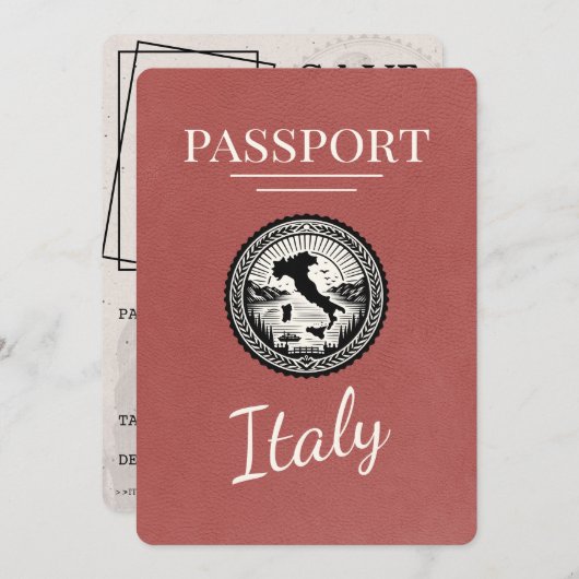 Lichte Bourgogne Italië Paspoort Save The Date (Voorkant / Achterkant)