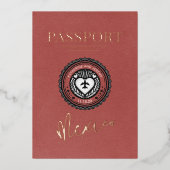 Lichte Bourgogne Mexico Passport bruiloft Folie Uitnodiging (Voorkant)